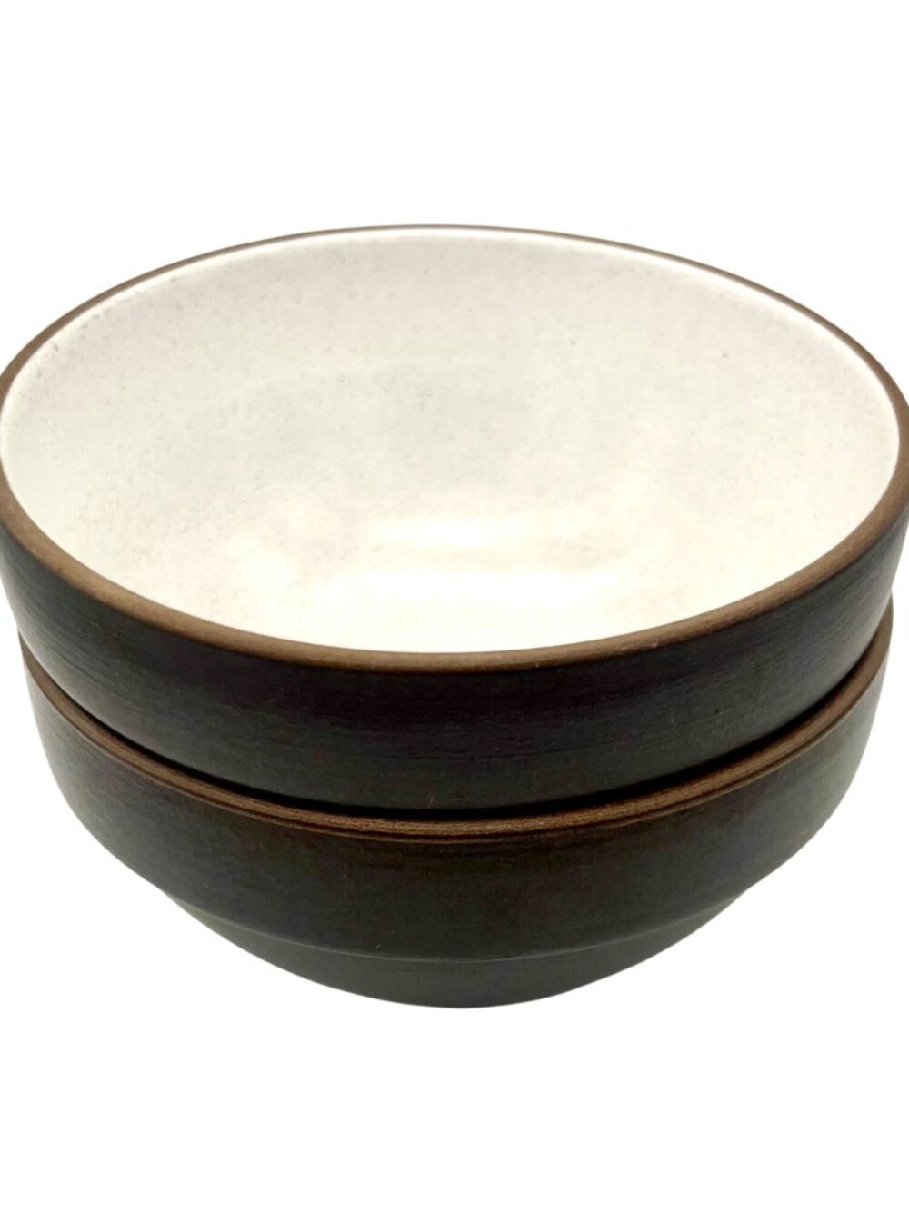 Vintage Heath Ceramics Pottery Bowls Set Of 2 Brown White 5.5” Stacking Cereal - Picture 3 of 9
